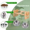 Bamboo Double Dog Raised Bowls 15 Degree Tilt Elevated Dog Bowls with 4 Adjustable Heights 2 Stainless Steel Bowls Pet Feeder for Dogs Cats Rabbits