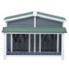 47.2 ' Large Wooden Dog House Outdoor;  Outdoor & Indoor Dog Crate;  Cabin Style;  With Porch;  2 Doors