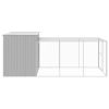 Dog House with Run Light Gray 84.3"x179.9"x71.3" Galvanized Steel