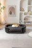 Scandinavian style Elevated Dog Bed Pet Sofa With Solid Wood legs and Black Bent Wood Back, Cashmere Cushion,Large Size